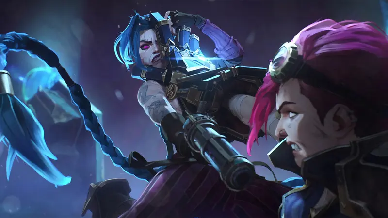 Jinx aiming a weapon in Arcane