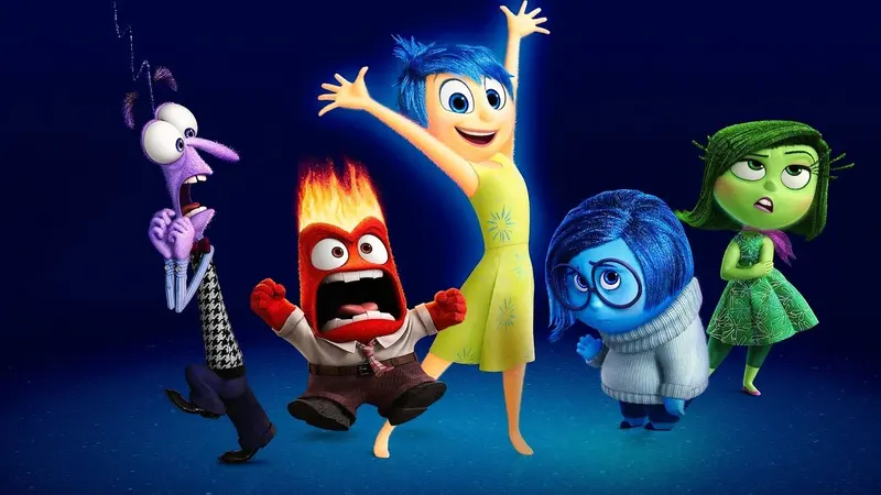 Joy, Sadness, Anger, Fear and Disgust, the five emotions from Pixar's Inside Out