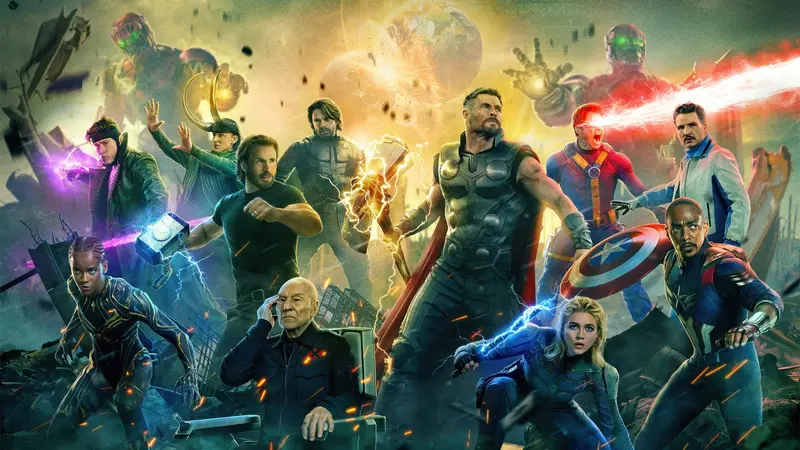 Marvel heroes including Captain America, Thor and Doctor Doom assembled in key art for Avengers: Doomsday